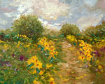 Pathway with Sunflowers