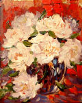 Peonies in the Red Room by David Arathoon