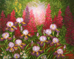 Irises and Lupines by David Arathoon